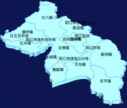 echarts阳江市阳东区geoJson地图3d地图